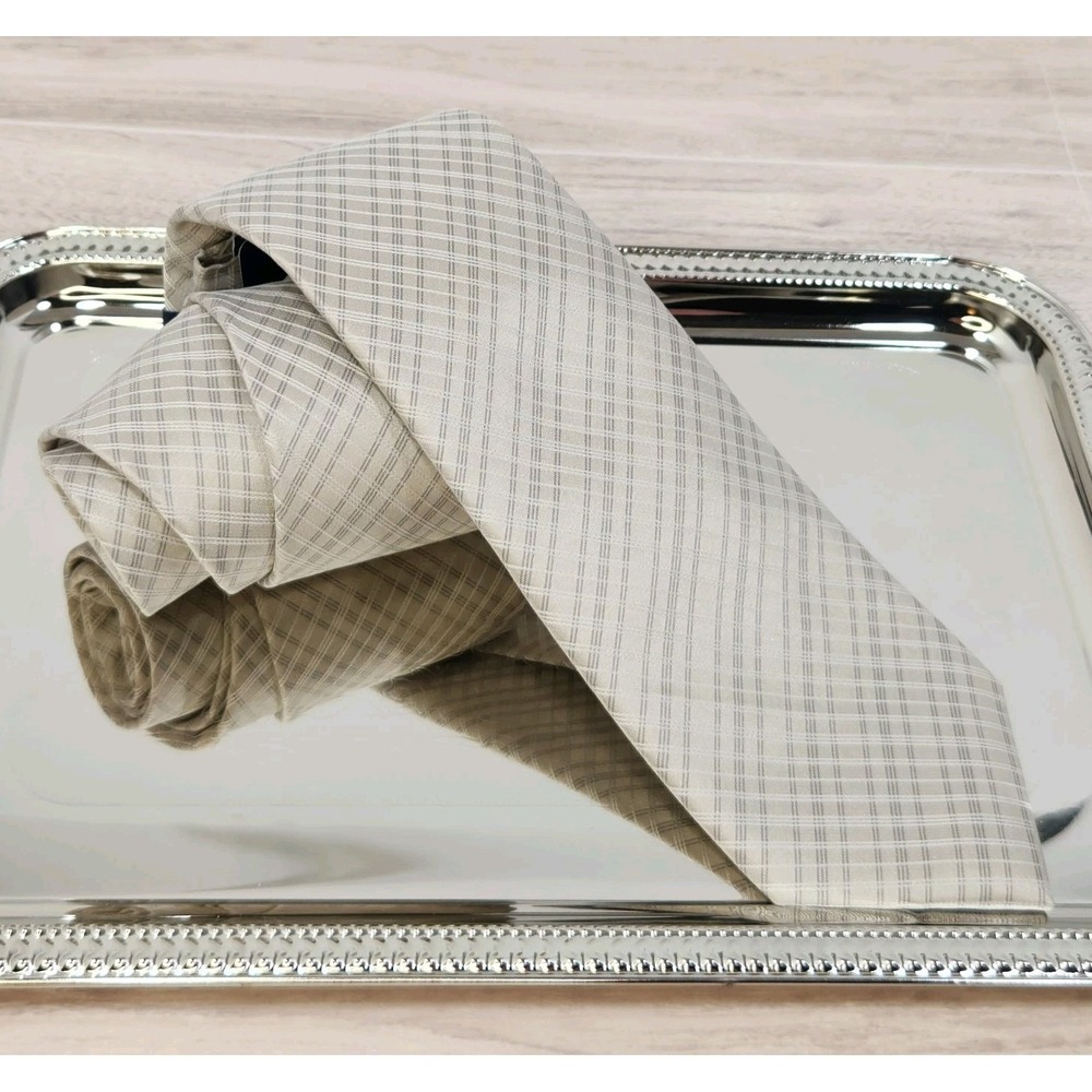 NEW Cam Newton Made Men's Neck Tie‎ Silk Khaki With Silver Stripes 58½" X 3"